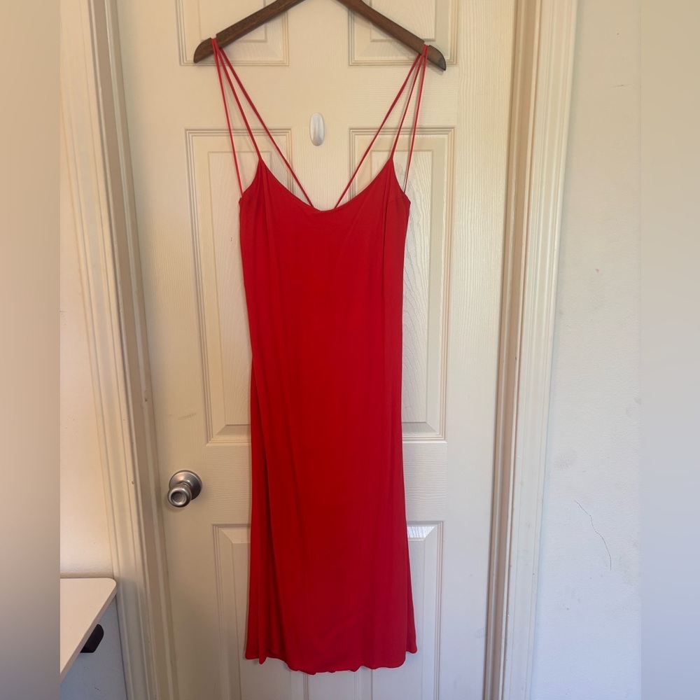 Reformation Red Midi Slip Dress